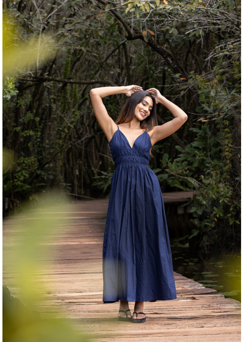 AERITH BLUE MAXI STRAP DRESS